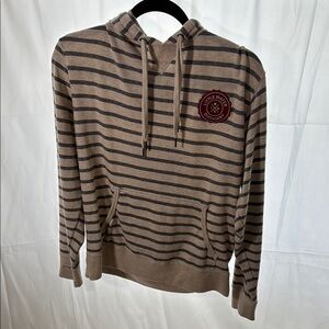Little Water Distillery Striped Hoodie - Taupe and Gray